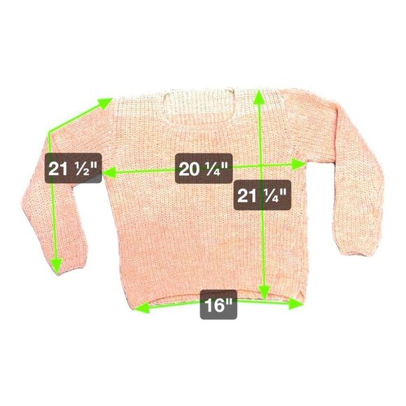 Women's Chunky Hand Knit Sweater - Peach & Cream Size Large Vintage Long Sleeve - Picture 4 of 4